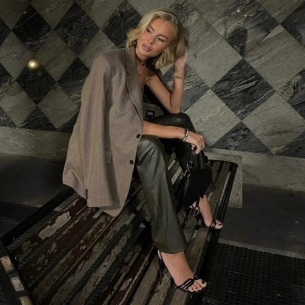 NWT Zara Green Leather Pants - Picture 6 of 7